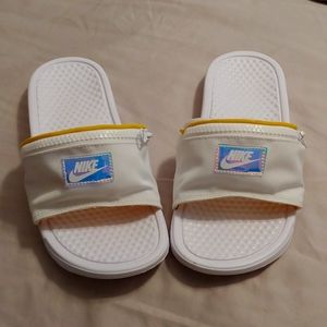 Nike slides with fanny pack